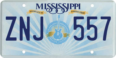 MS license plate ZNJ557