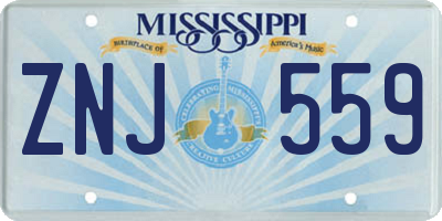 MS license plate ZNJ559