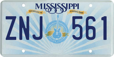 MS license plate ZNJ561