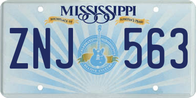 MS license plate ZNJ563