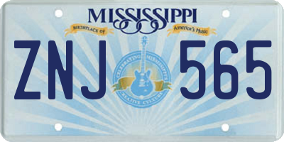 MS license plate ZNJ565