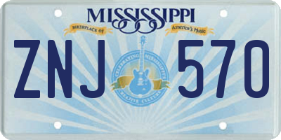 MS license plate ZNJ570