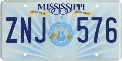 MS license plate ZNJ576