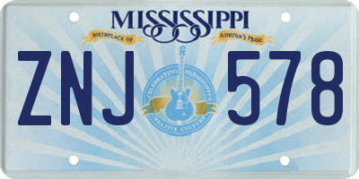 MS license plate ZNJ578
