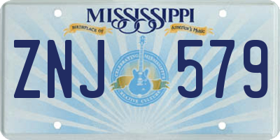 MS license plate ZNJ579