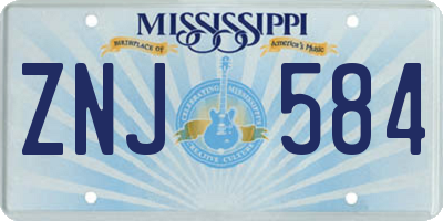 MS license plate ZNJ584