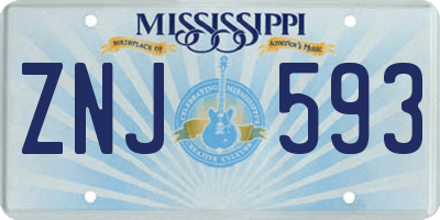 MS license plate ZNJ593
