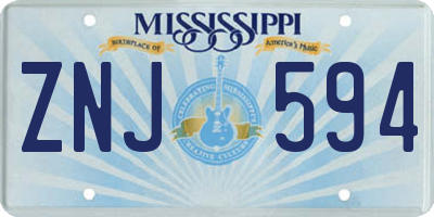 MS license plate ZNJ594