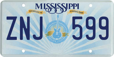 MS license plate ZNJ599