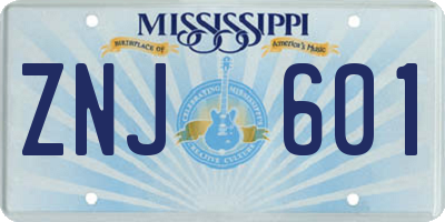 MS license plate ZNJ601