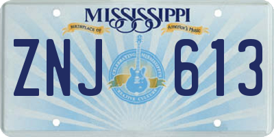 MS license plate ZNJ613