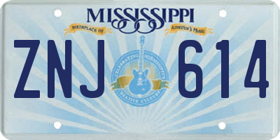 MS license plate ZNJ614