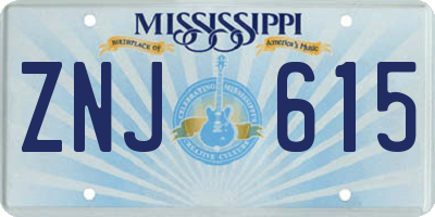 MS license plate ZNJ615