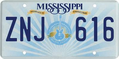 MS license plate ZNJ616