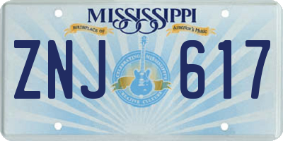 MS license plate ZNJ617