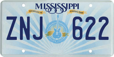 MS license plate ZNJ622