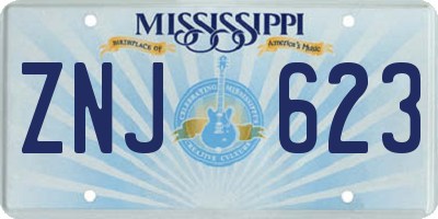 MS license plate ZNJ623
