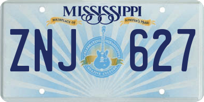 MS license plate ZNJ627