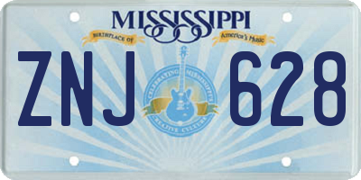 MS license plate ZNJ628