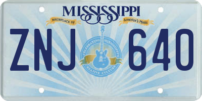 MS license plate ZNJ640