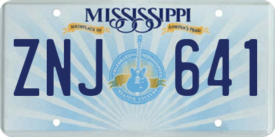 MS license plate ZNJ641