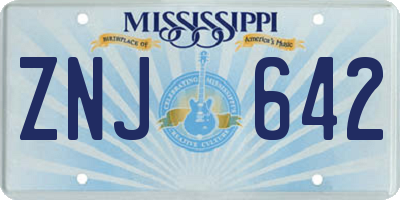 MS license plate ZNJ642