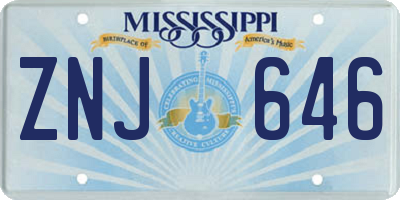 MS license plate ZNJ646