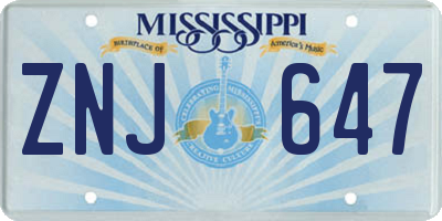 MS license plate ZNJ647