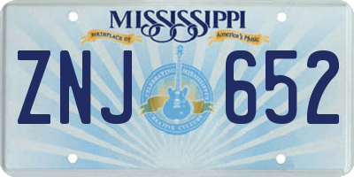 MS license plate ZNJ652