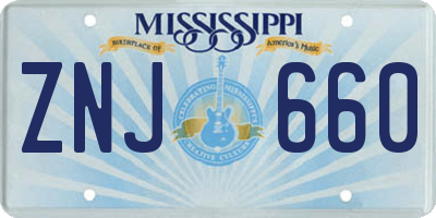 MS license plate ZNJ660