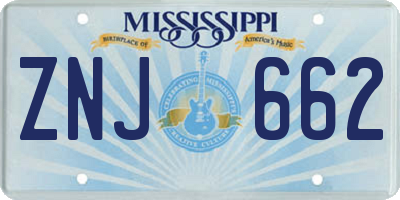 MS license plate ZNJ662