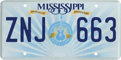 MS license plate ZNJ663