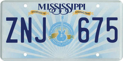 MS license plate ZNJ675