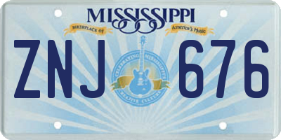 MS license plate ZNJ676