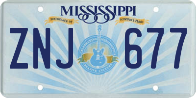 MS license plate ZNJ677