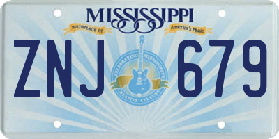 MS license plate ZNJ679