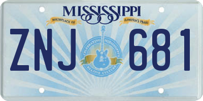 MS license plate ZNJ681