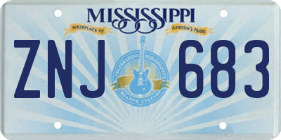 MS license plate ZNJ683