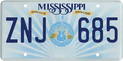 MS license plate ZNJ685