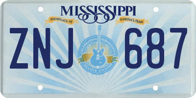 MS license plate ZNJ687