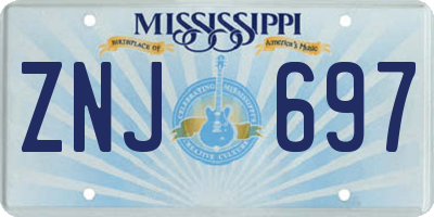 MS license plate ZNJ697