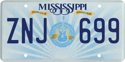 MS license plate ZNJ699