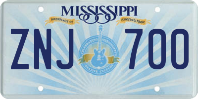 MS license plate ZNJ700