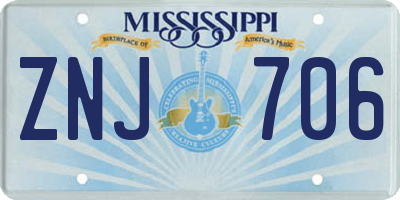MS license plate ZNJ706