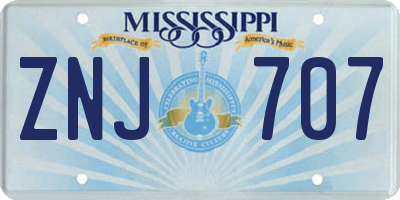 MS license plate ZNJ707