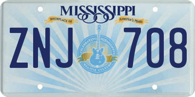 MS license plate ZNJ708