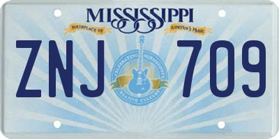 MS license plate ZNJ709