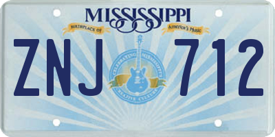 MS license plate ZNJ712
