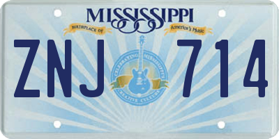 MS license plate ZNJ714