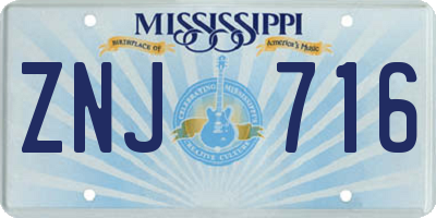 MS license plate ZNJ716